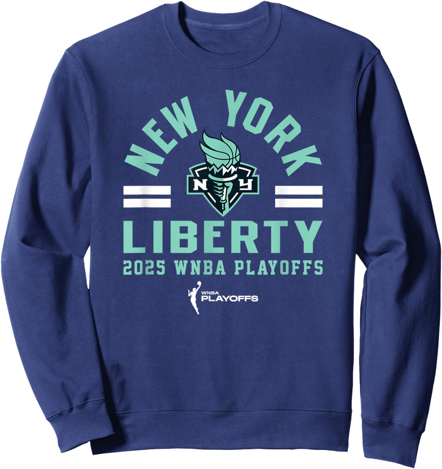 WNBA Official New York Liberty 2025 Playoffs Worlds Collide Sweatshirt - Sweatshirt | Navy