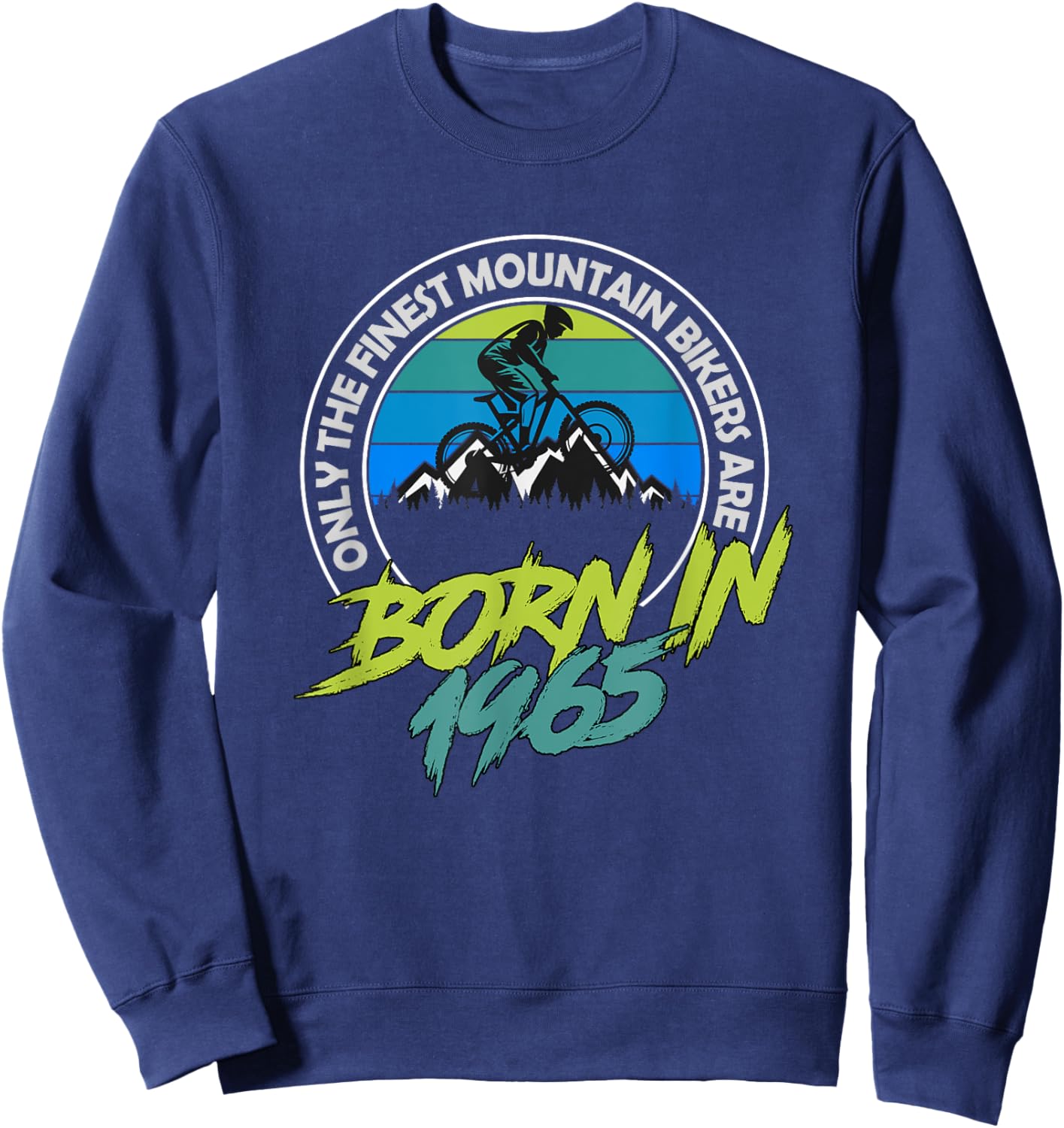 60 Year Old MTB Born in 1964 60th Birthday Mountain Biker Sweatshirt - Sweatshirt | Navy
