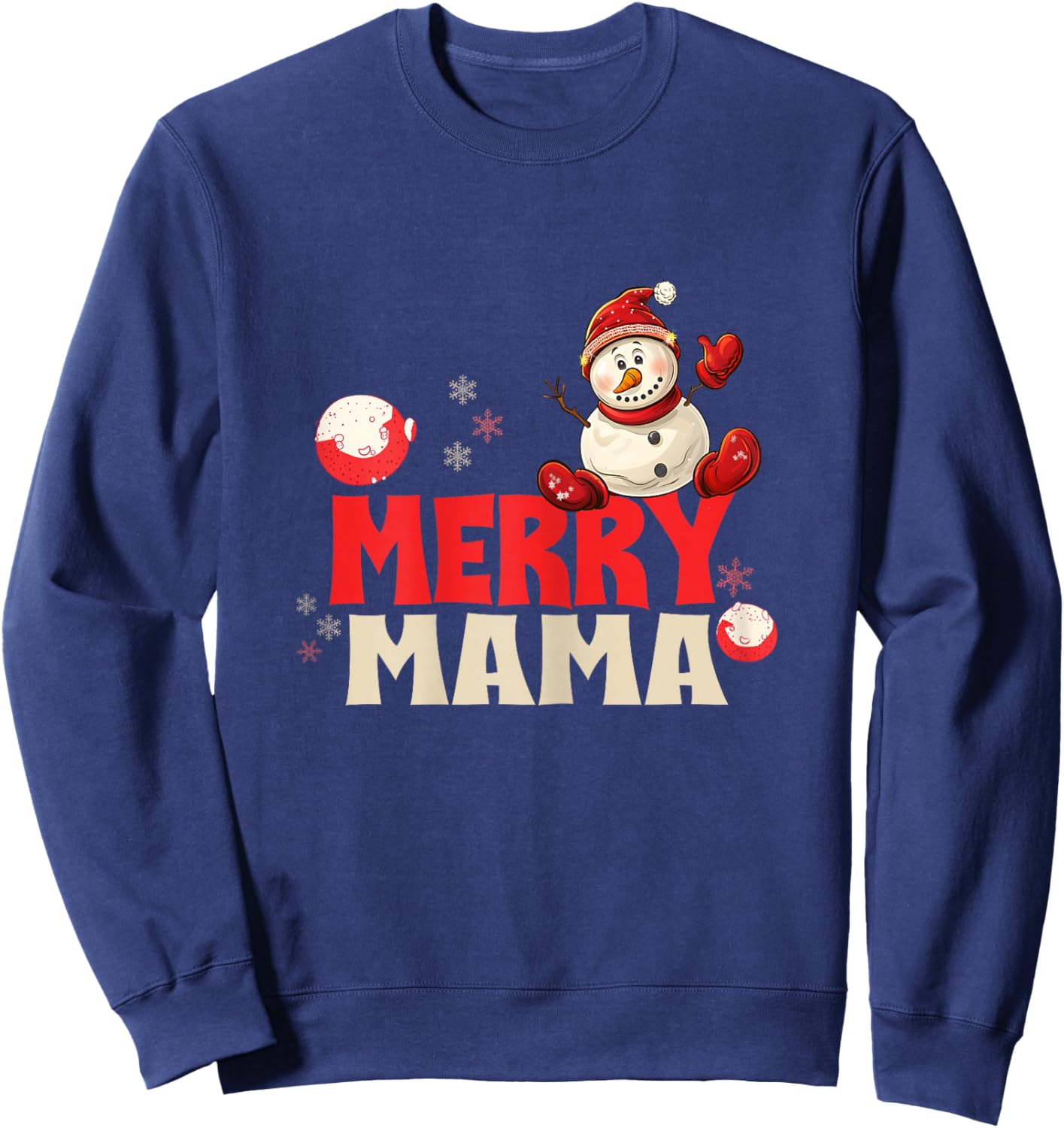 Merry Mama Cozy Snowman for Christmas Jollification Sweatshirt - Sweatshirt | Navy
