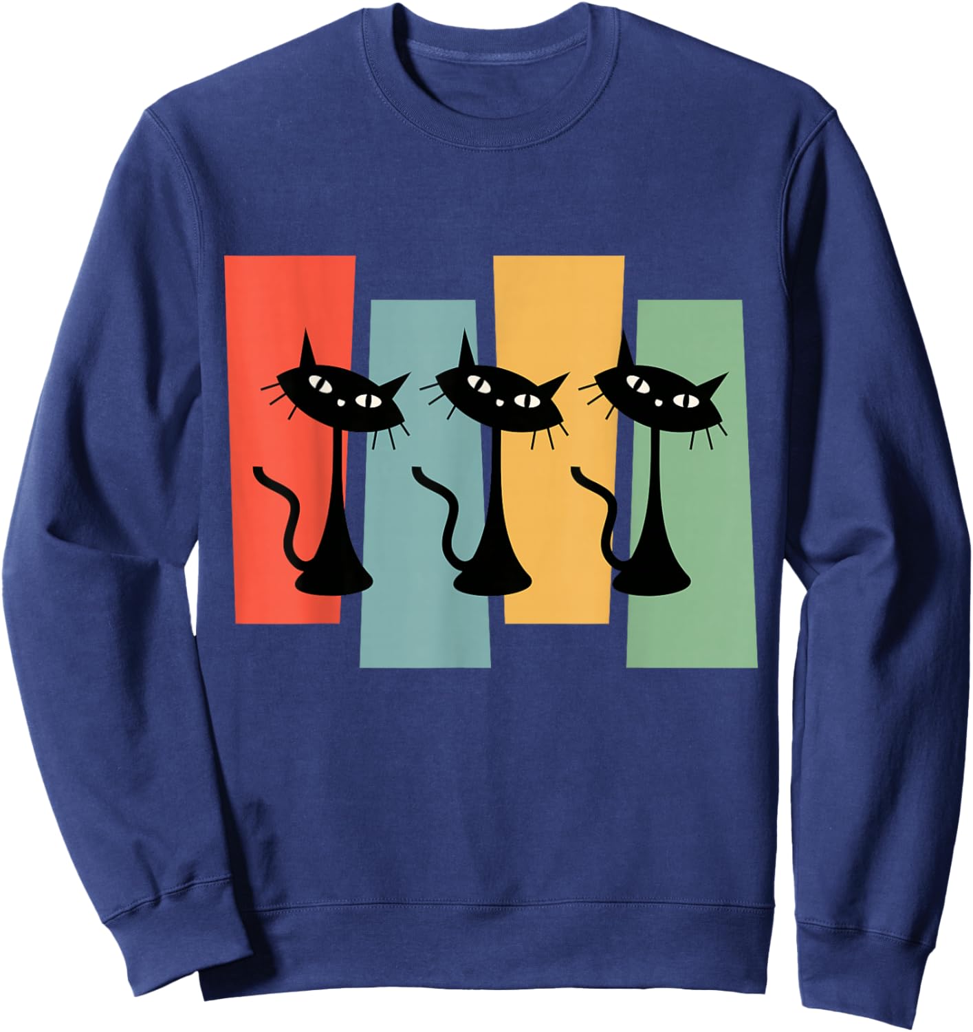 Cats Midcentury Retro Atomic Age Mid Century Geometric Style Sweatshirt - Sweatshirt | Navy