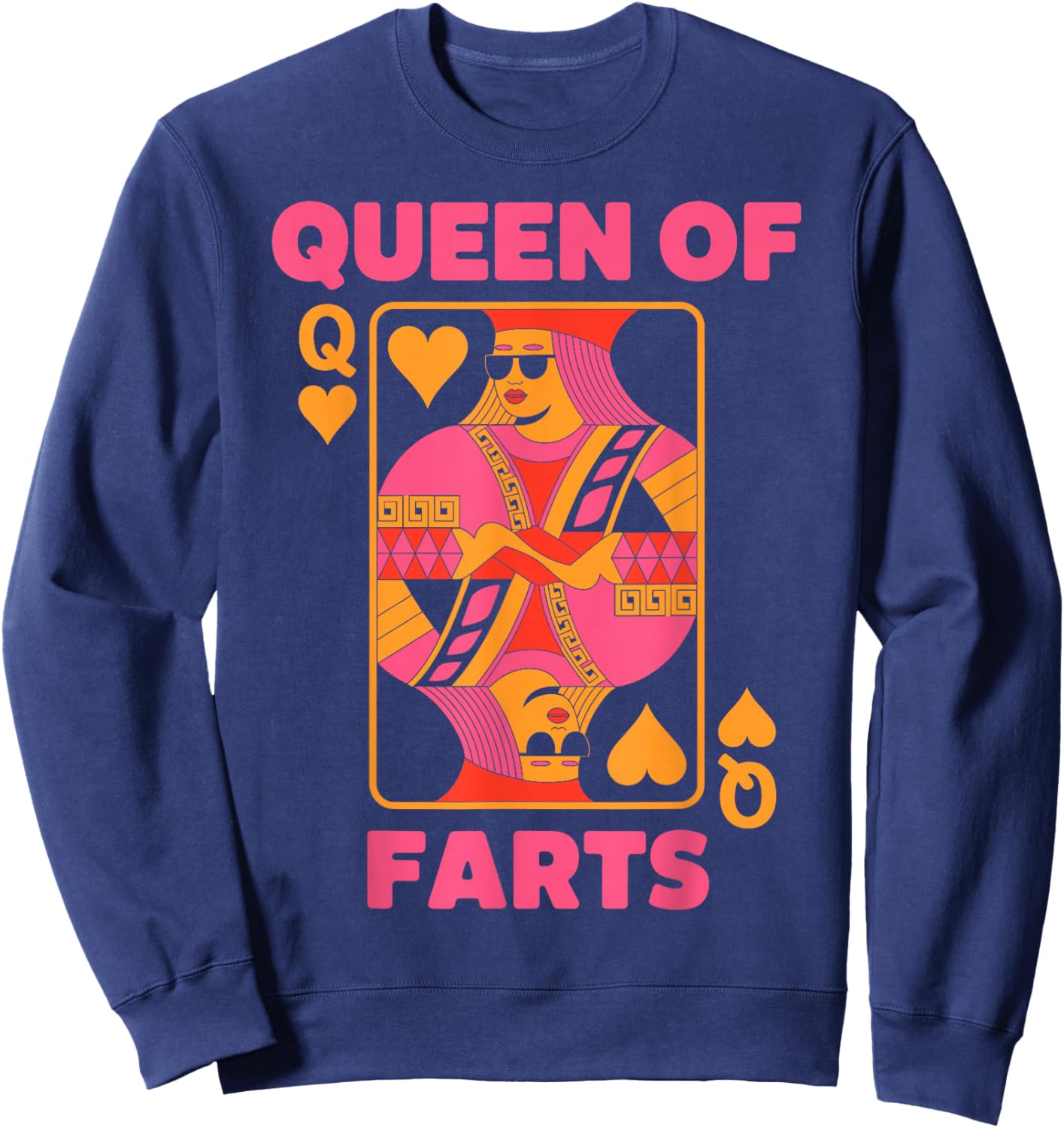 Queen of Farts Playing Cards Retro Funny Embarrassing Joke Sweatshirt - Sweatshirt | Navy