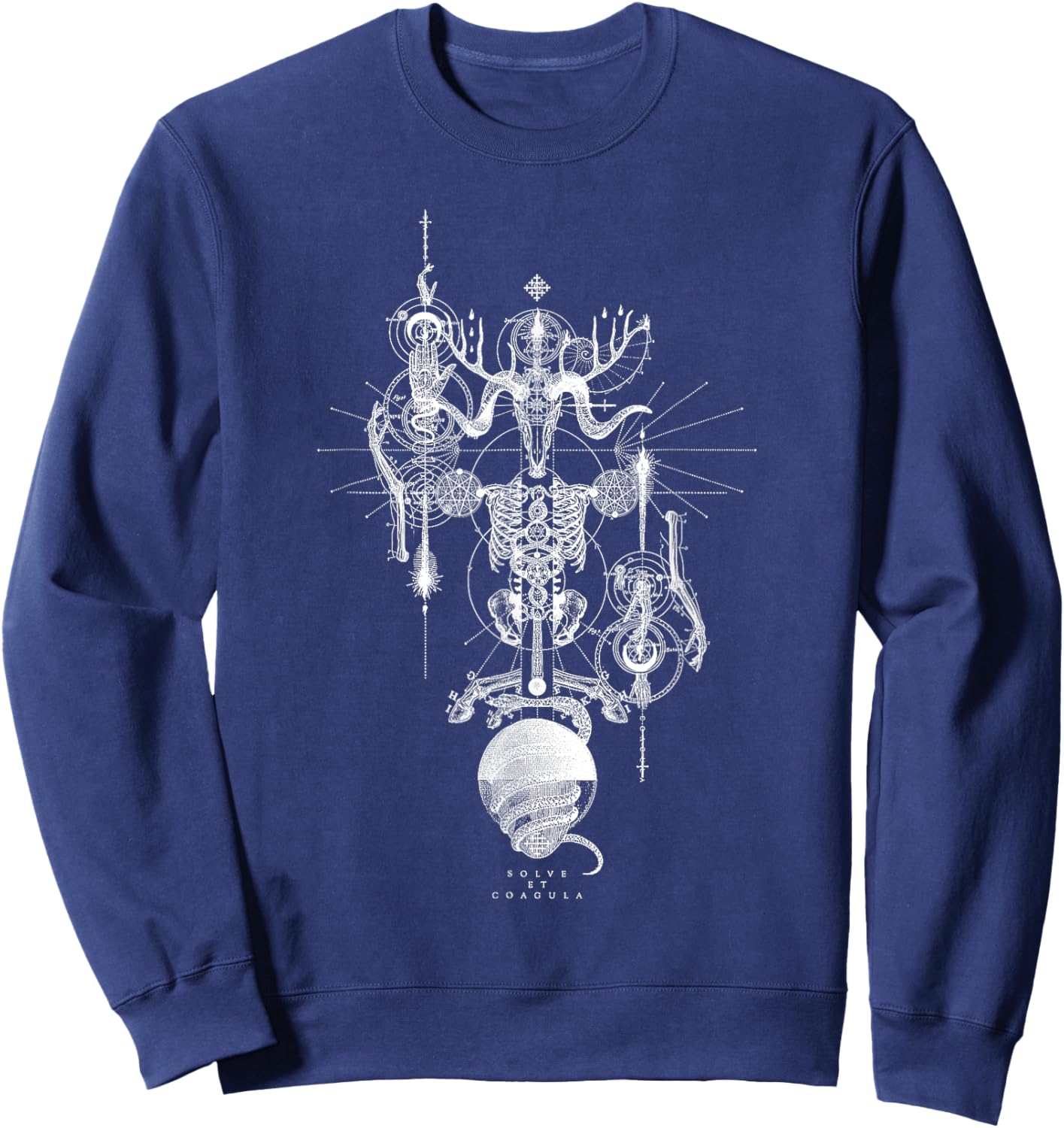 Solve Et Coagula Alchemical Medieval Occult Celtic Dragon Sweatshirt - Sweatshirt | Navy