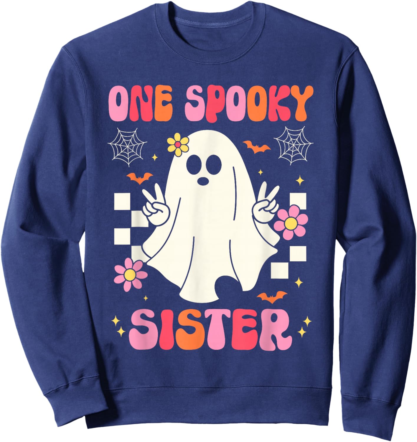 One Spooky Sister Matching Family Halloween Costumes Sweatshirt - Sweatshirt | Navy