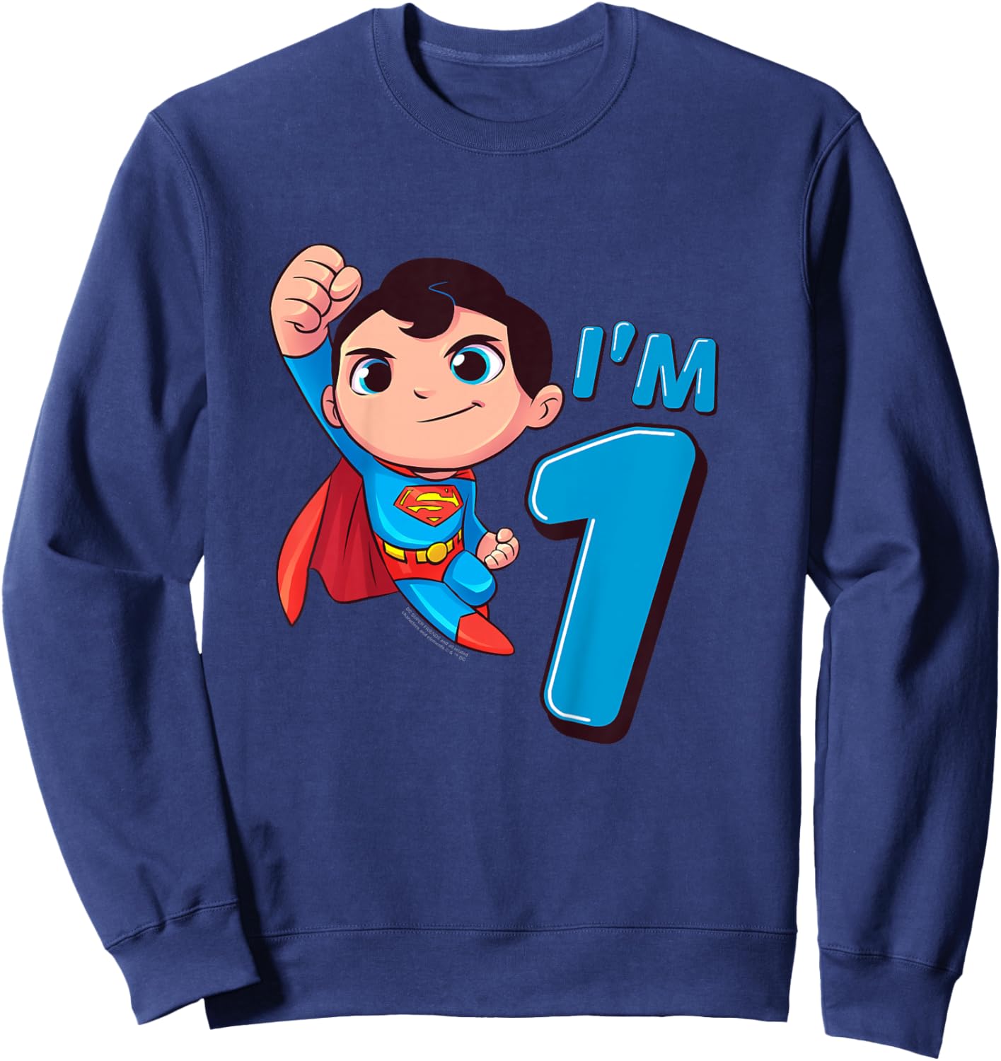 Kids Superman 1st Birthday Cute I'm 1 Sweatshirt - Sweatshirt | Navy