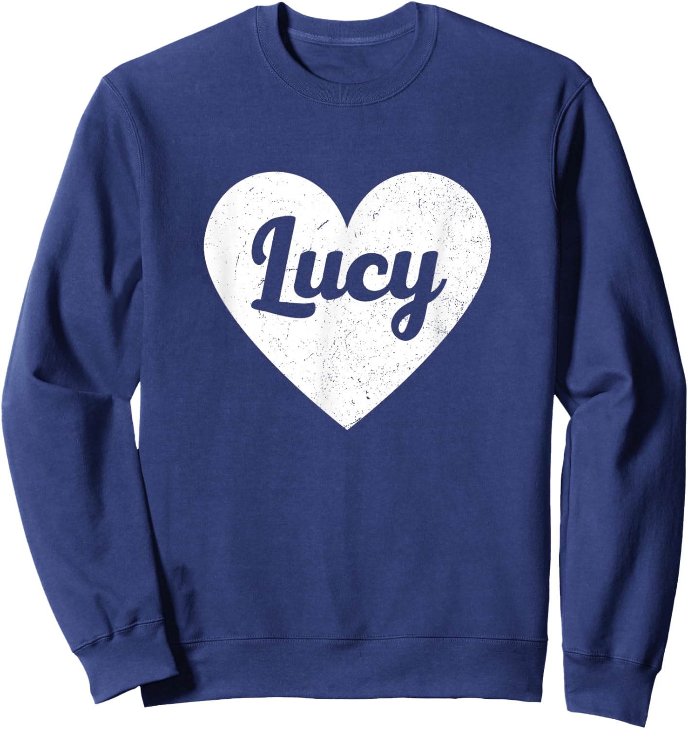 Lucy Blue Modern Classic Heart Christmas Cotton Blend Machine Wash Straight Round Neck Short Sleeve Small Sweatshirt - Sweatshirt | Navy
