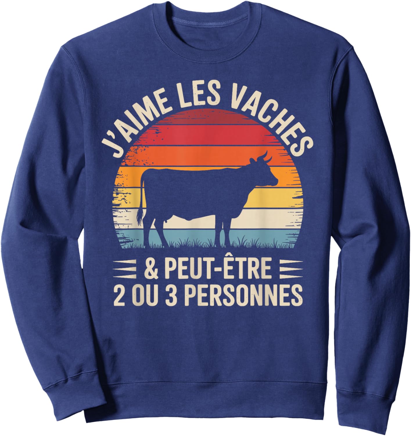 Men's Women's Funny Cow with I Love the Cows Sweatshirt - Sweatshirt | Navy