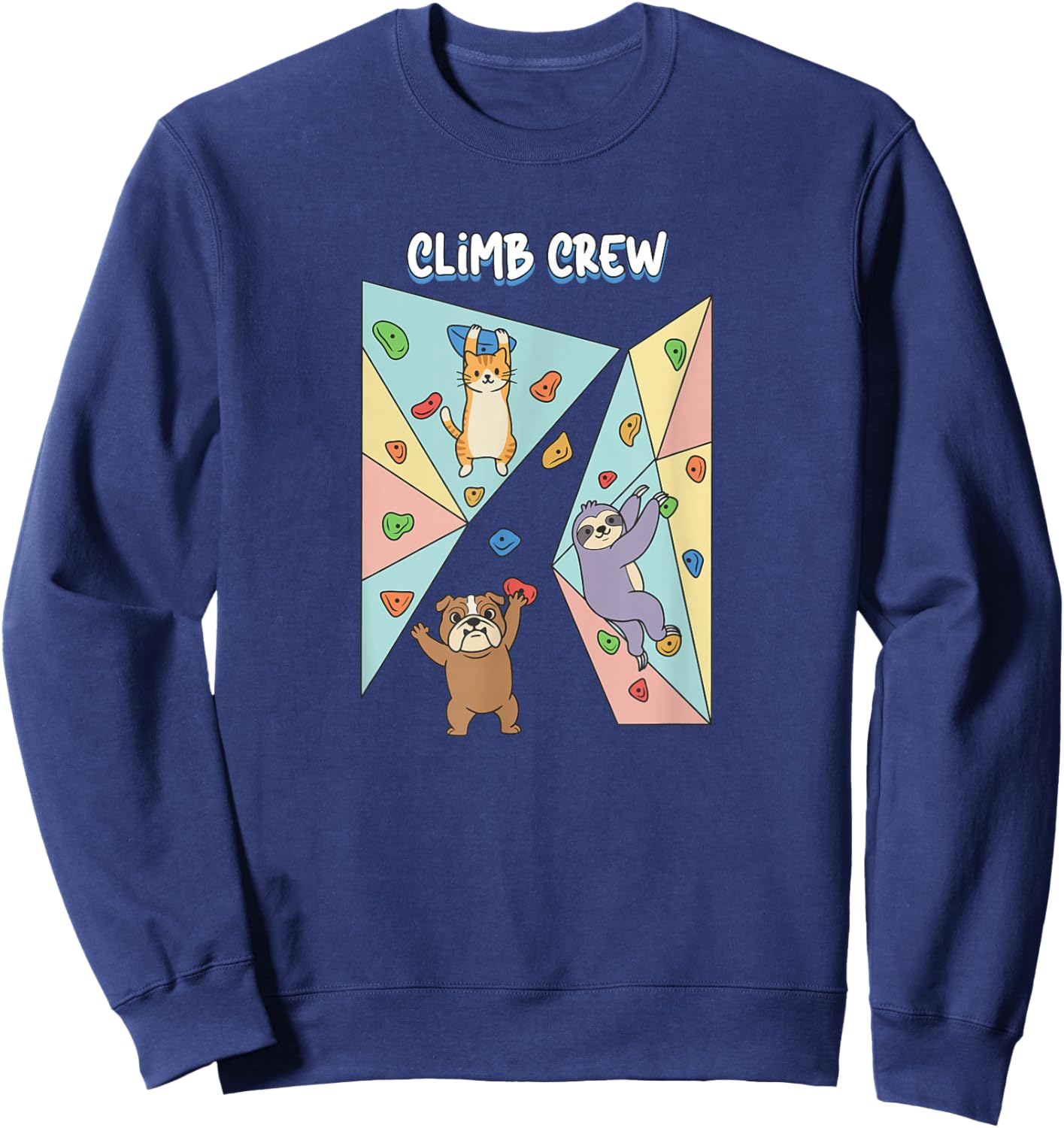 Bouldering Boulder Climb Crew Climbing Wall Dog Cat Sloth Sweatshirt - Sweatshirt | Navy