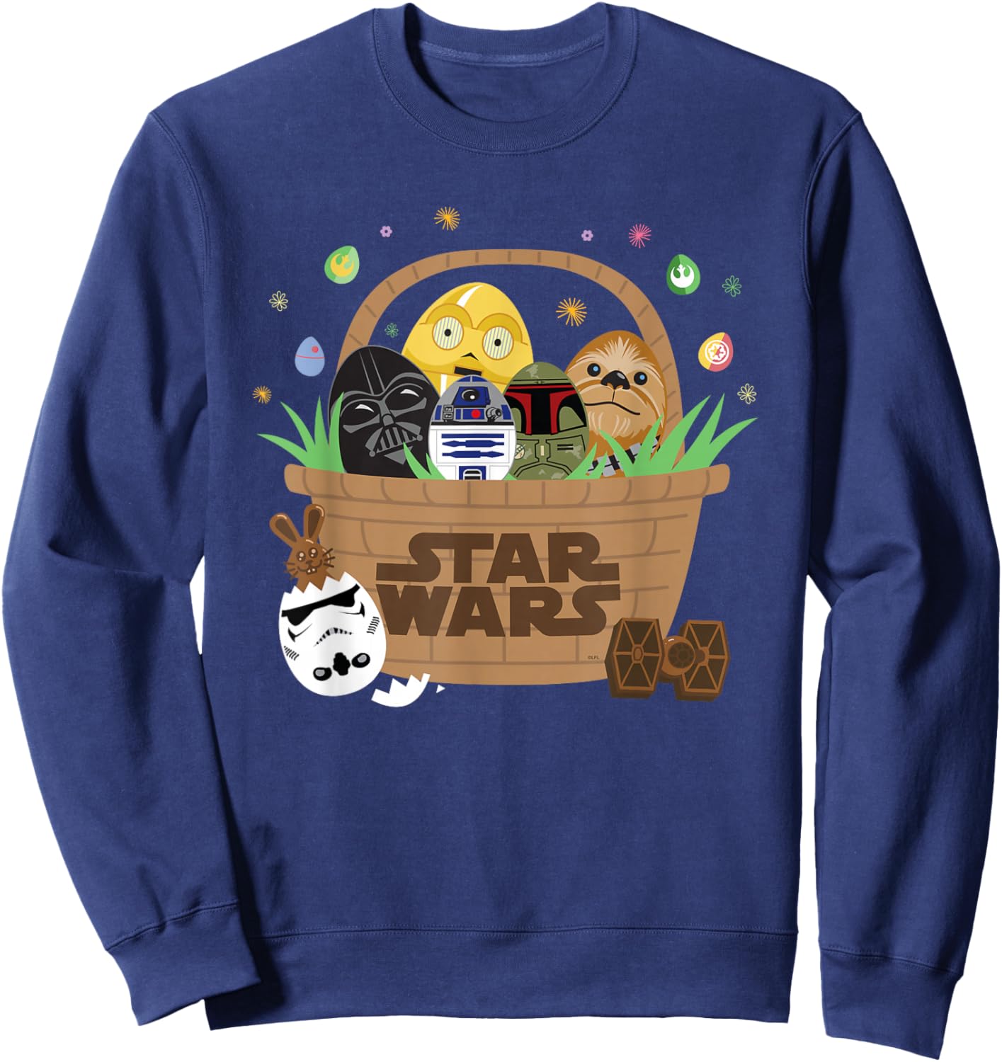 Star Wars Classic Characters Easter Eggs Basket Funny Spring Sweatshirt - Sweatshirt | Navy