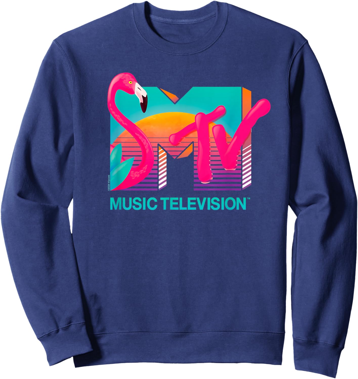 MTV Vibrant Flamingo Sunset Sweatshirt - Sweatshirt | Navy