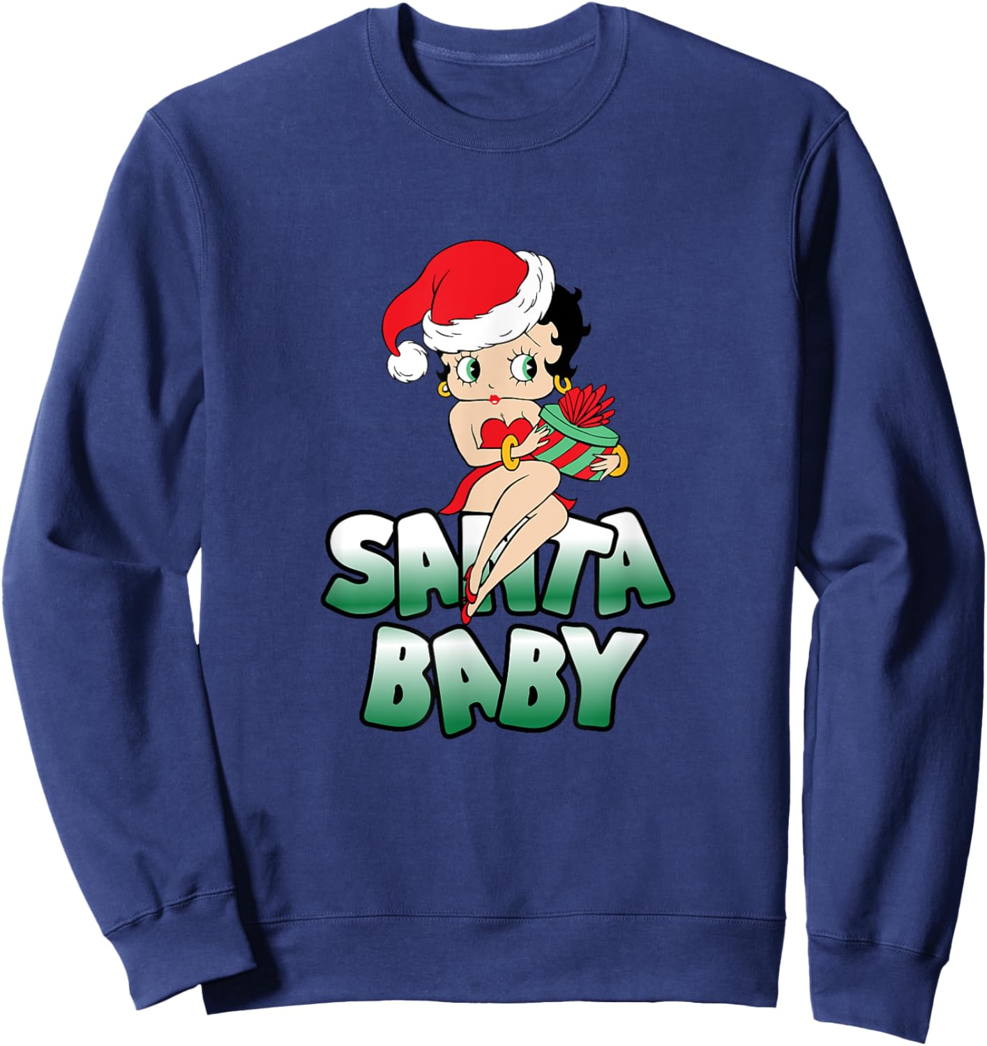 Betty Boop Christmas Classic Santa Baby Sweatshirt - Sweatshirt | Navy