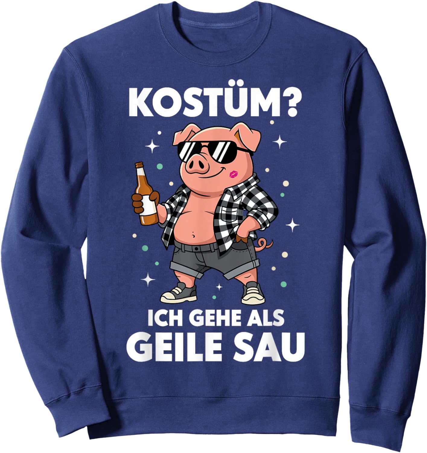 Carnival Costume Man Funny Horny Sau Confetti Party Outfit Sweatshirt - Sweatshirt | Navy