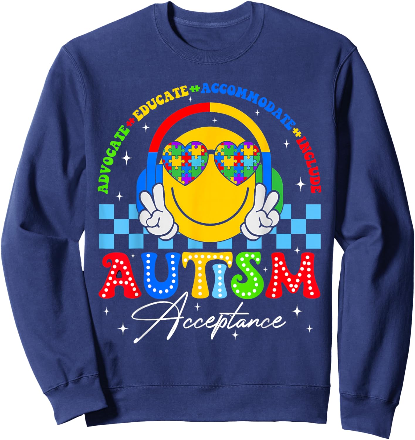 Autism Awareness Acceptance Special Education Teacher Kids Sweatshirt - Sweatshirt | Navy