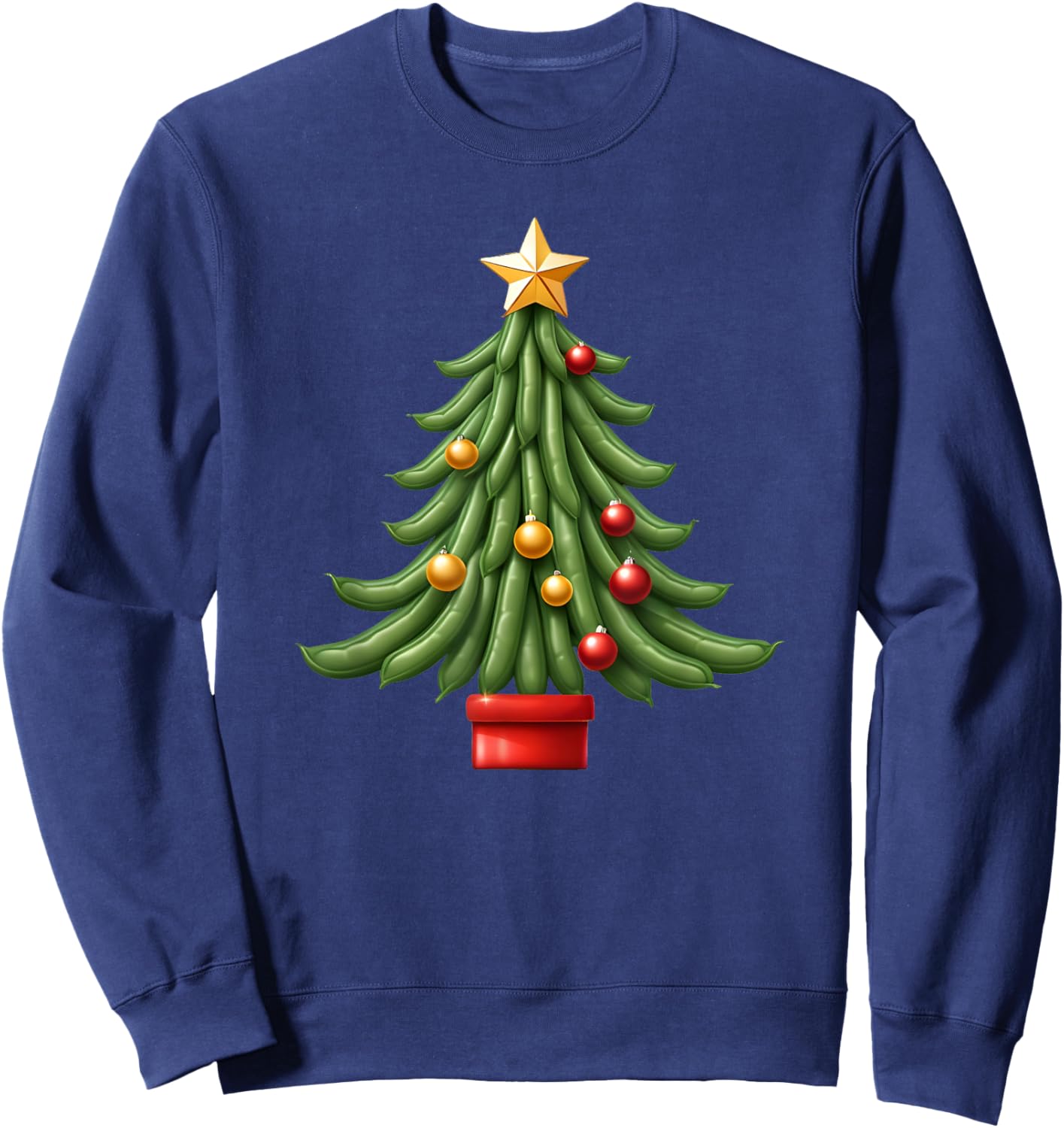 String Green Bean Christmas Tree Sweatshirt - Sweatshirt | Navy