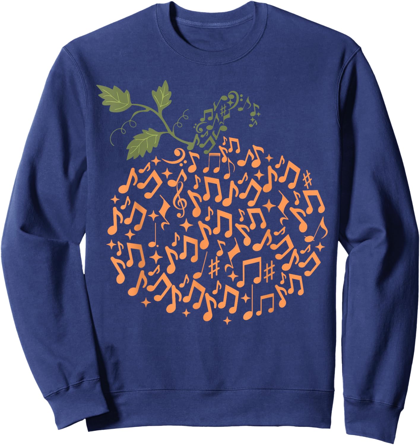 Music Notes Pumpkin Fall Music Teacher Autumn Halloween Sweatshirt - Sweatshirt | Navy