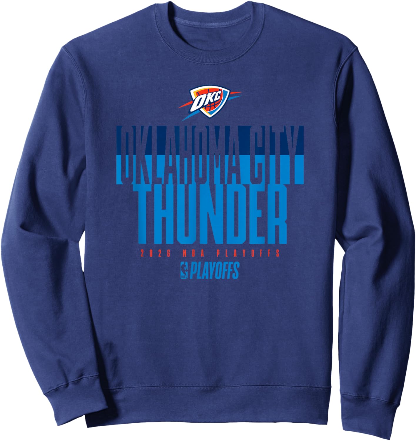 NBA Official 2026 Playoffs Oklahoma City Thunder Stacked Up Sweatshirt - Sweatshirt | Navy