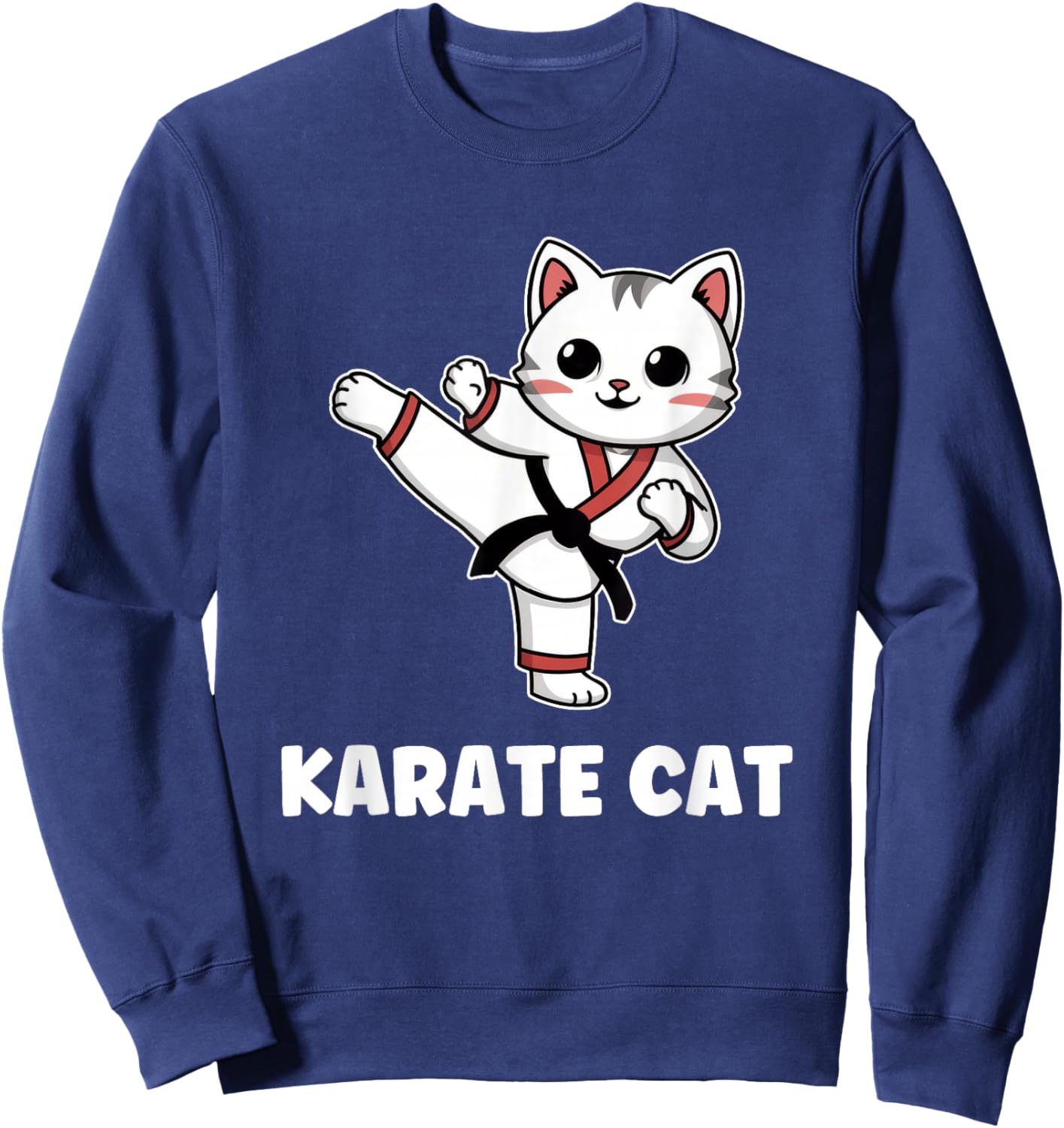 Funny Karate Cat Kawaii Girl Women Karate Sweatshirt - Sweatshirt | Navy