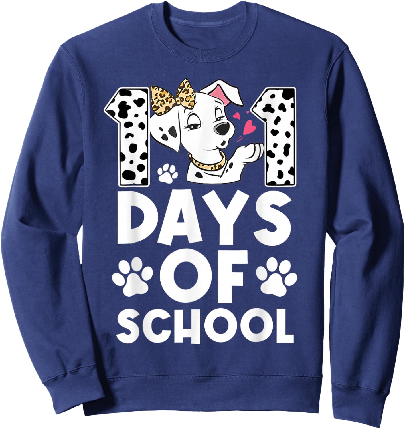 Happy 101 Days School Cute Dog 100 Days Student Teacher Sweatshirt - Sweatshirt | Navy