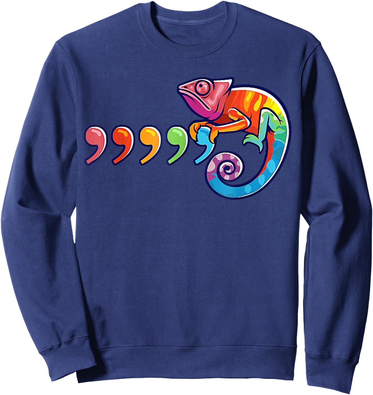 Comma Chameleon Funny 80's Throwback Sweatshirt - Sweatshirt | Navy