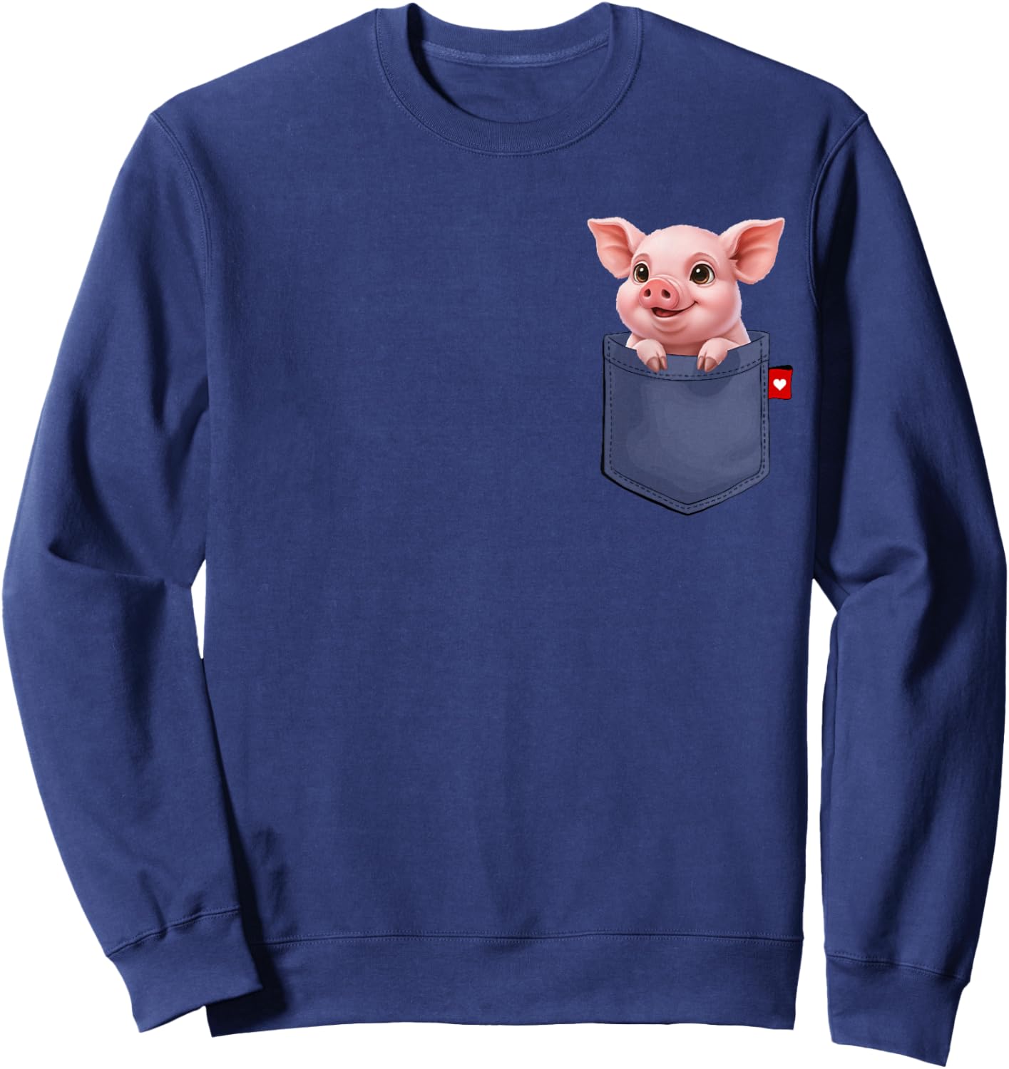 Pig In Pocket Looking At A Cute Pig Animal Sweatshirt - Sweatshirt | Navy