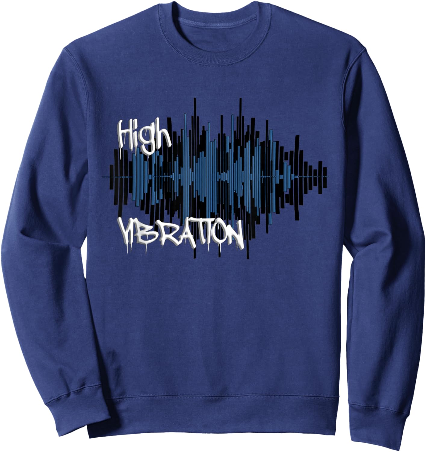 Elevate Your Vibe High Frequency Typography Sweatshirt - Sweatshirt | Navy