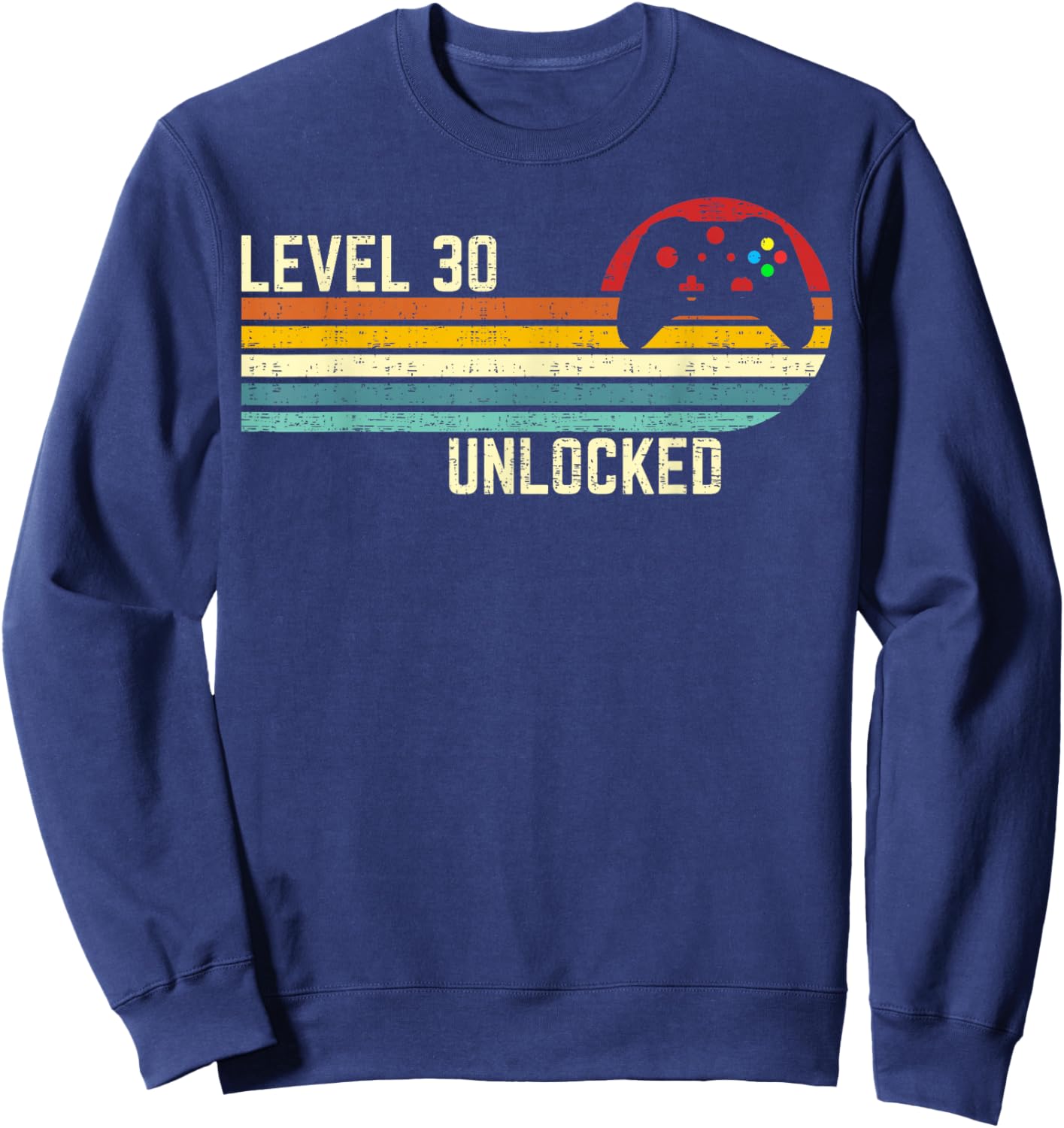 30e Anniversaire d'un Joueur vidéo Amusant débloqué Vintage de Niveau 30 Sweatshirt - Sweatshirt | Navy