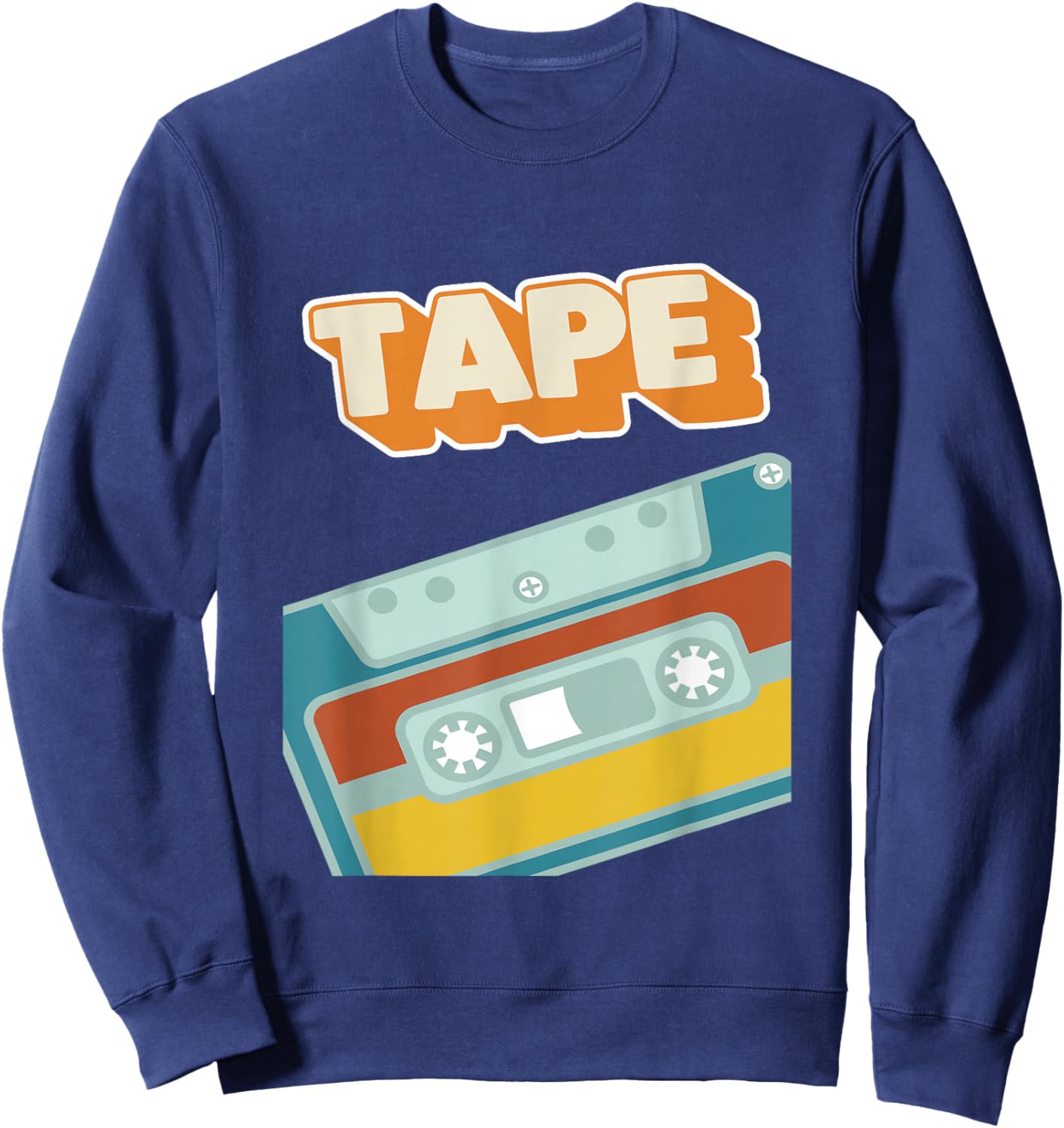 Retro Style 90s Music Tape Cassette with Graffiti Wall Art Sweatshirt - Sweatshirt | Navy