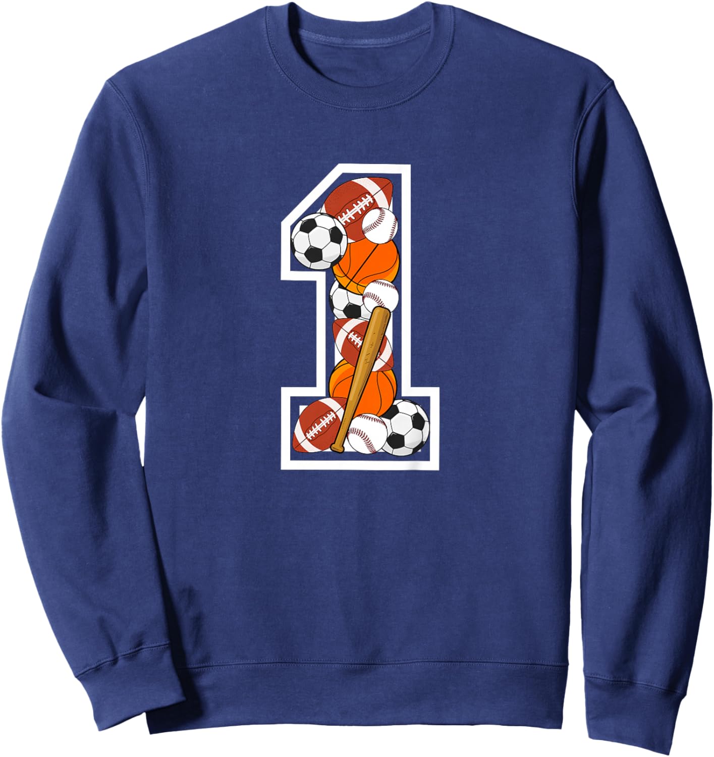 Kids 1st Birthday Sports Birthday Party 1 Year Old Boy Sweatshirt - Sweatshirt | Navy