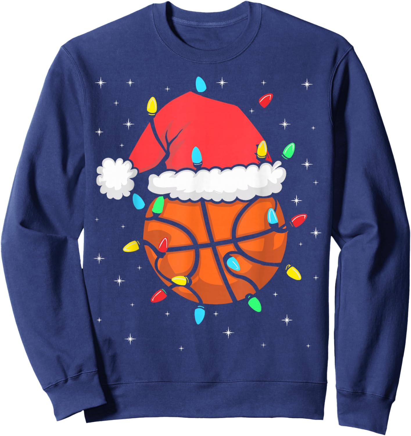 Funny Basketball Player Xmas Santa Hat Basketball Christmas Sweatshirt - Sweatshirt | Navy