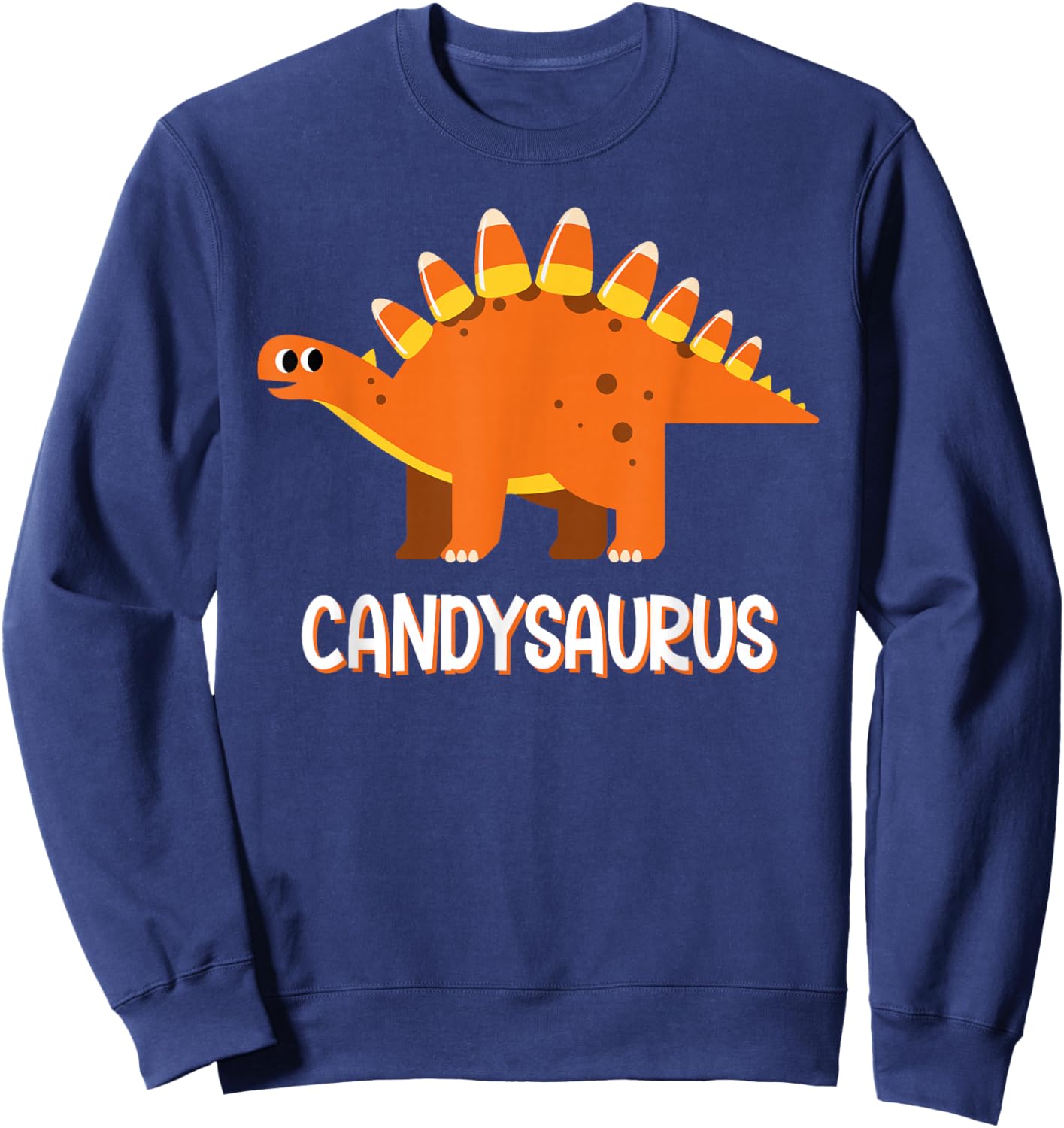 Funny Candysaurus Candy Corn Dinosaur Halloween Toddler Kid Sweatshirt - Sweatshirt | Navy