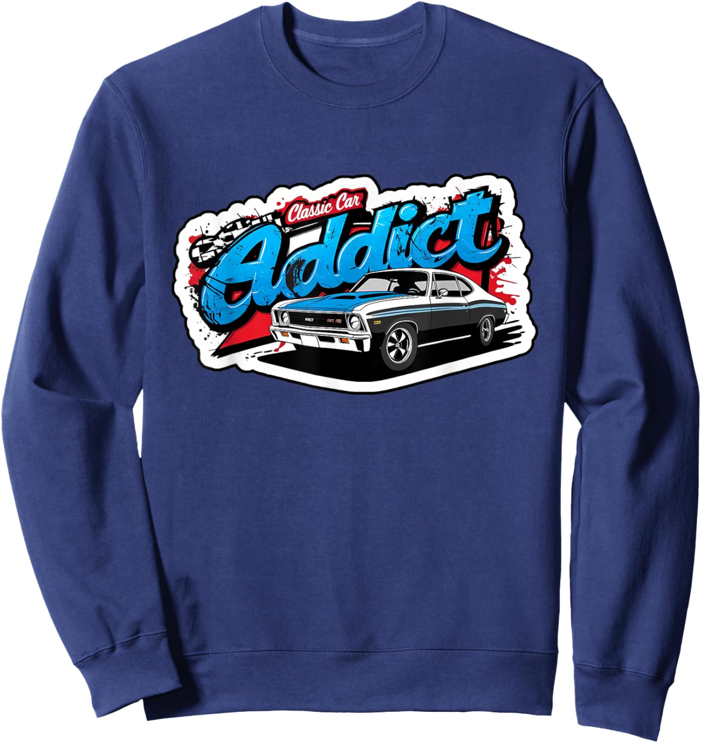 1969 69 SS Classic Car American Muscle Racing Addict 1320 Sweatshirt - Sweatshirt | Navy