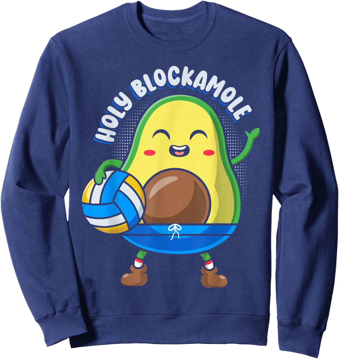 Funny Volleyball Avocado Lover Holy Blockamole Sweatshirt - Sweatshirt | Navy