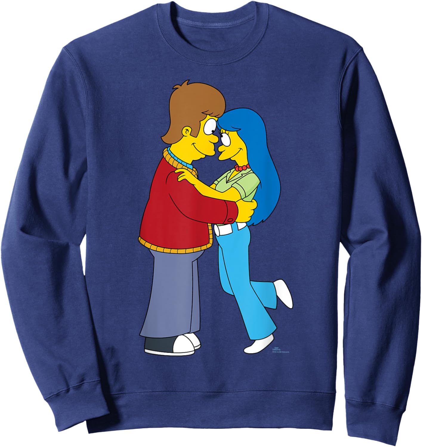 The Simpsons Flashback Homer & Marge Valentine’s Day Couple Sweatshirt - Sweatshirt | Navy