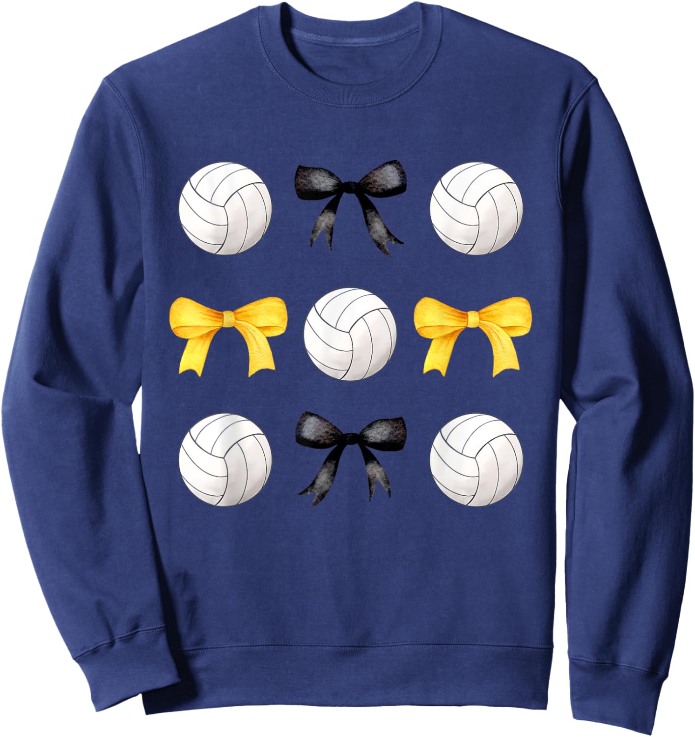 Volleyballs & Black Yellow Gold Bows Volleyball Team Player Sweatshirt - Sweatshirt | Navy