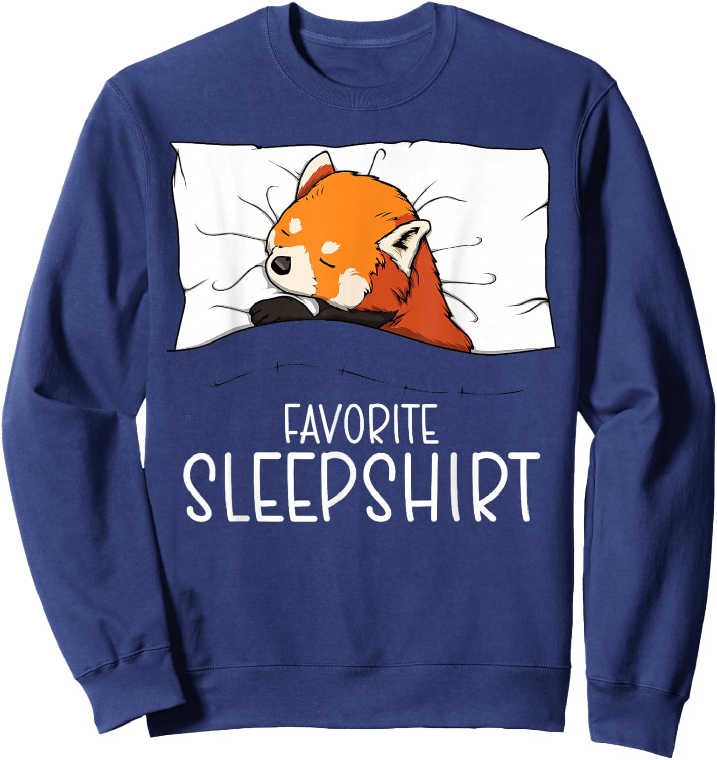 Favorite Sleepshirt Red Panda, Napping Red Panda Pajama Sweatshirt - Sweatshirt | Navy