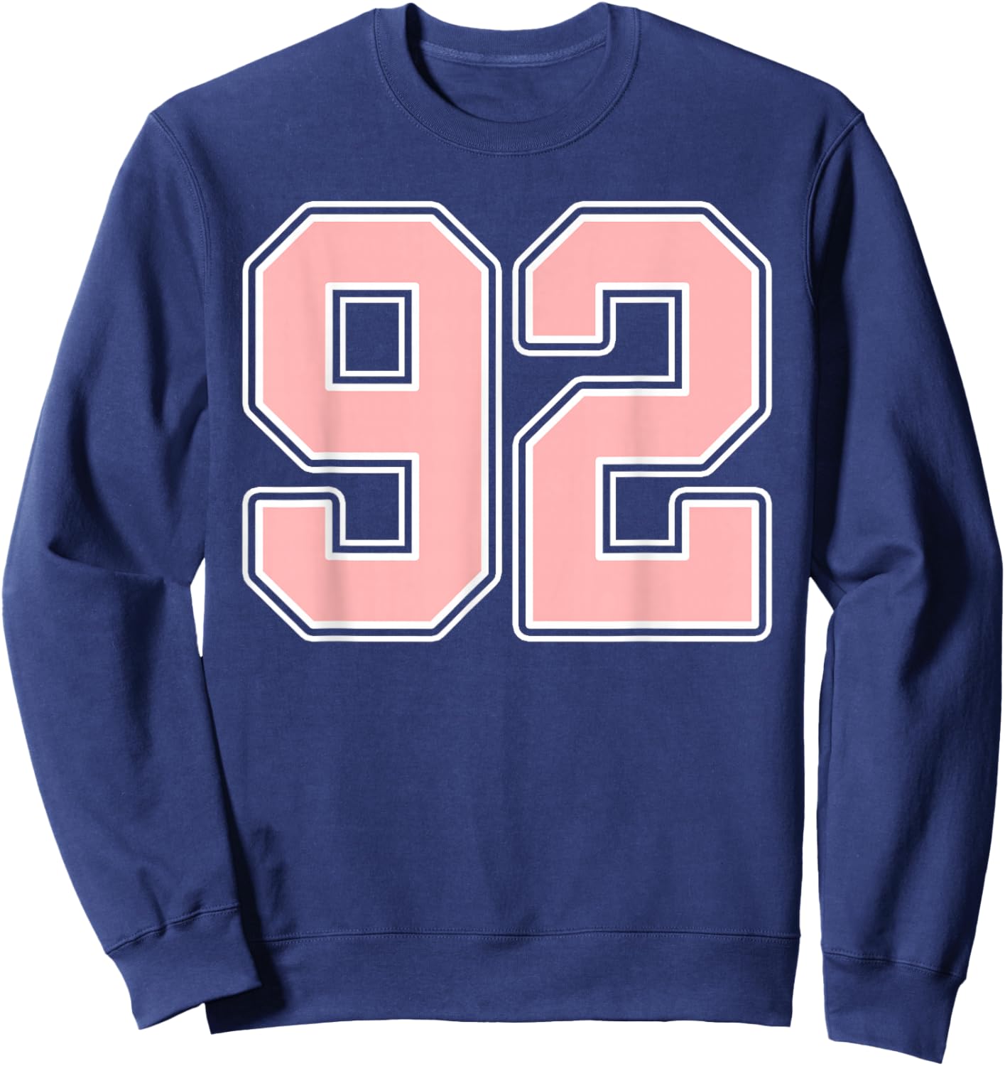 Cute Pink and White Number 92 Jersey Player Uniform #92 Fan Sweatshirt - Sweatshirt | Navy