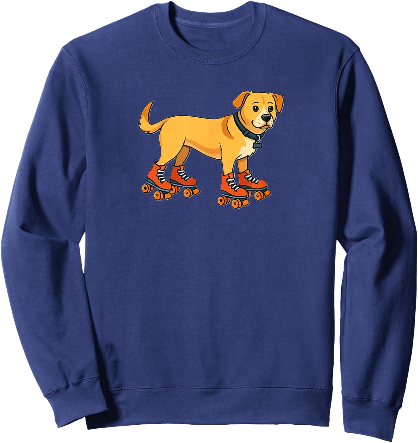 Dog on Roller Skates | Cute Funny Skating Pup Sweatshirt - Sweatshirt | Navy