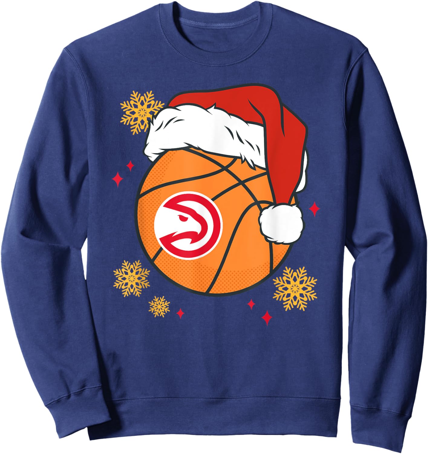 NBA Atlanta Hawks Christmas Santa Hat Ball Sweatshirt - Sweatshirt | Navy