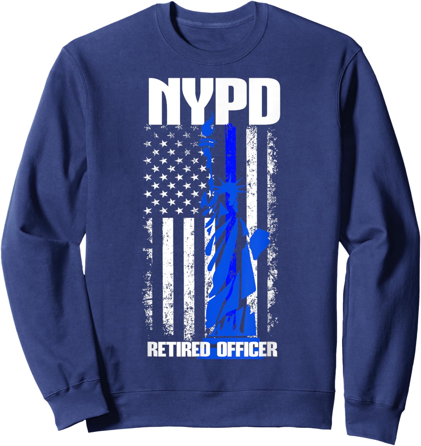 NYPD New York Police Department Statue of Liberty Retired Sweatshirt - Sweatshirt | Navy