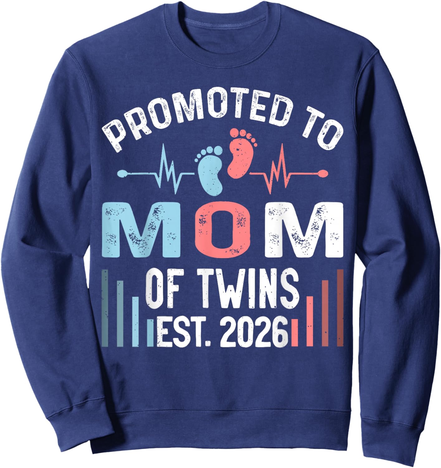 Promoted to Mom of Twins Est 2026 Twin Baby Shower Sweatshirt - Sweatshirt | Navy