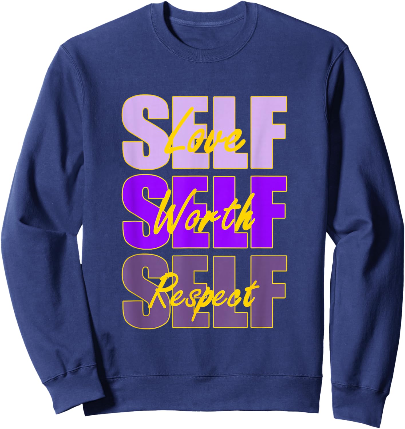 Purple and Golds Self-ish X 3-Gold & Purple Color Graphic Sweatshirt - Sweatshirt | Navy