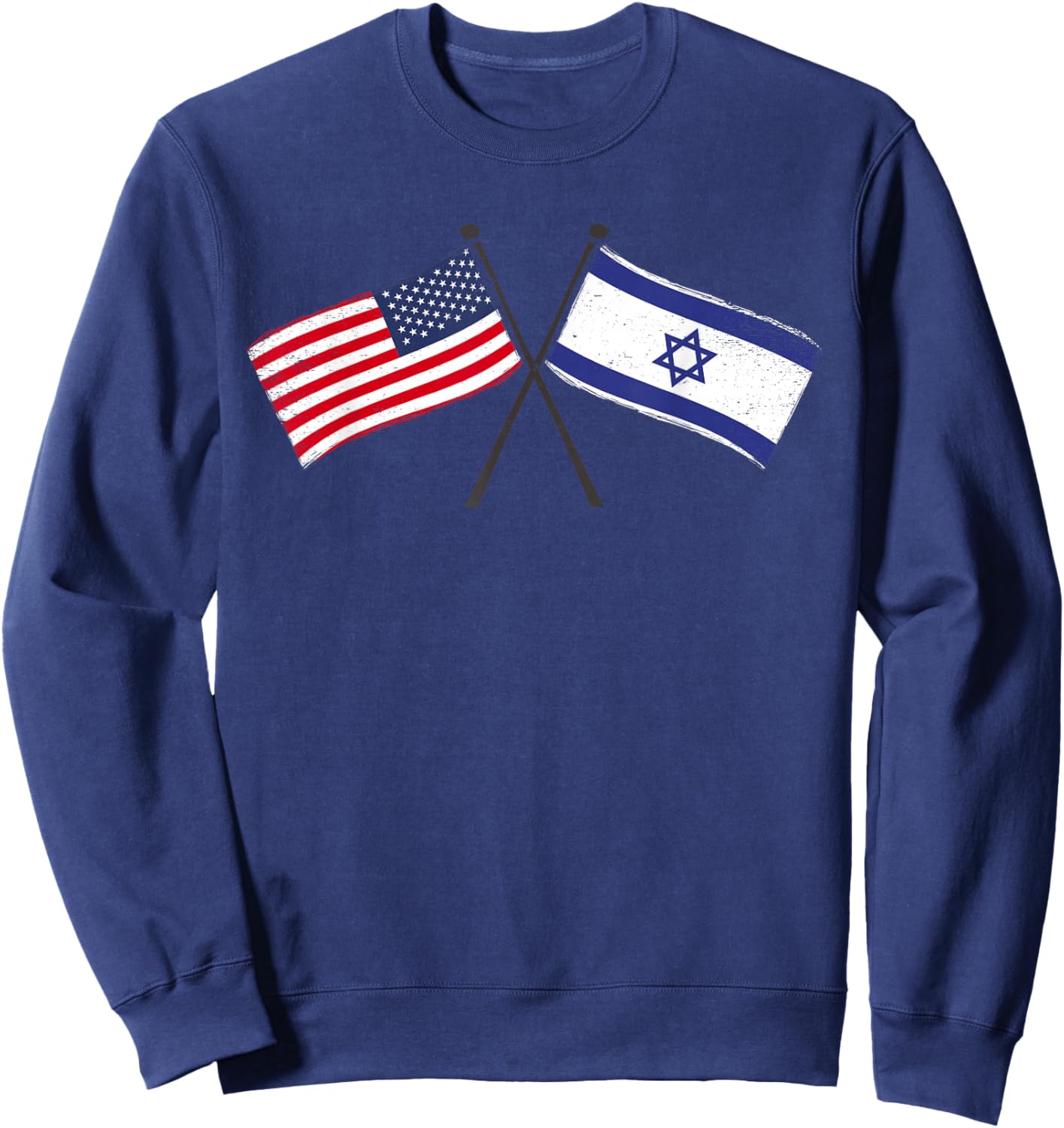 USA Israel Crossed Flags American Israeli Friendship Sweatshirt - Sweatshirt | Navy