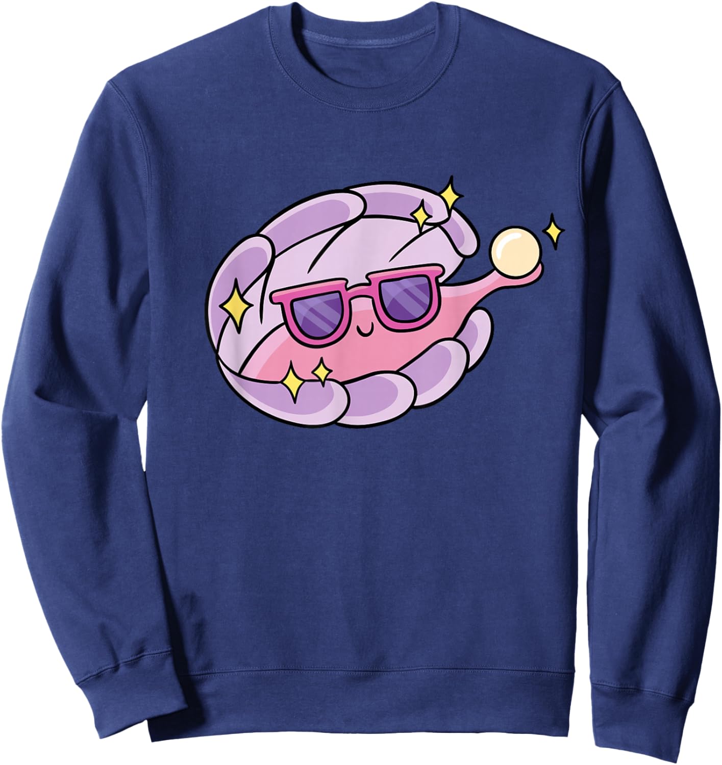 Cartoon Clam With Sunglasses And Pearl Sweatshirt - Sweatshirt | Navy