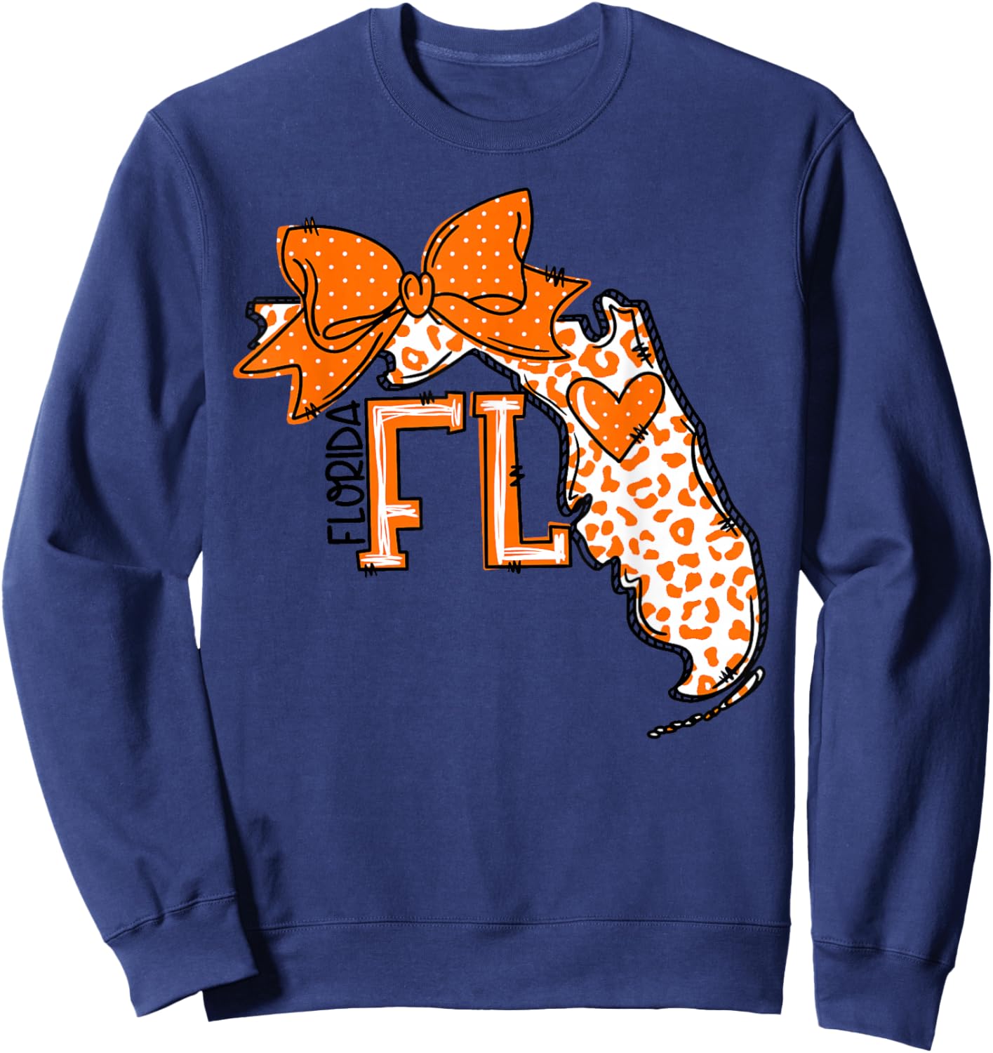Florida Heart State Map Girl Coquette Bow Girl Kid Sweatshirt - Sweatshirt | Navy