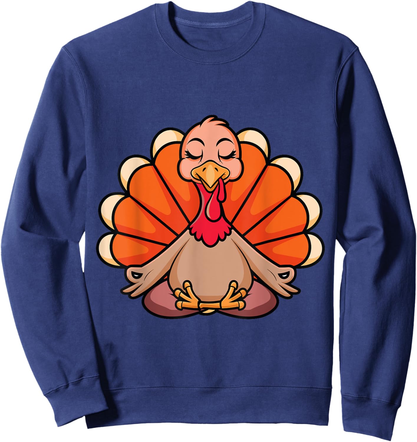 Turkey Yoga Thanksgiving Day Meditating Namaste Fall Women Sweatshirt - Sweatshirt | Navy