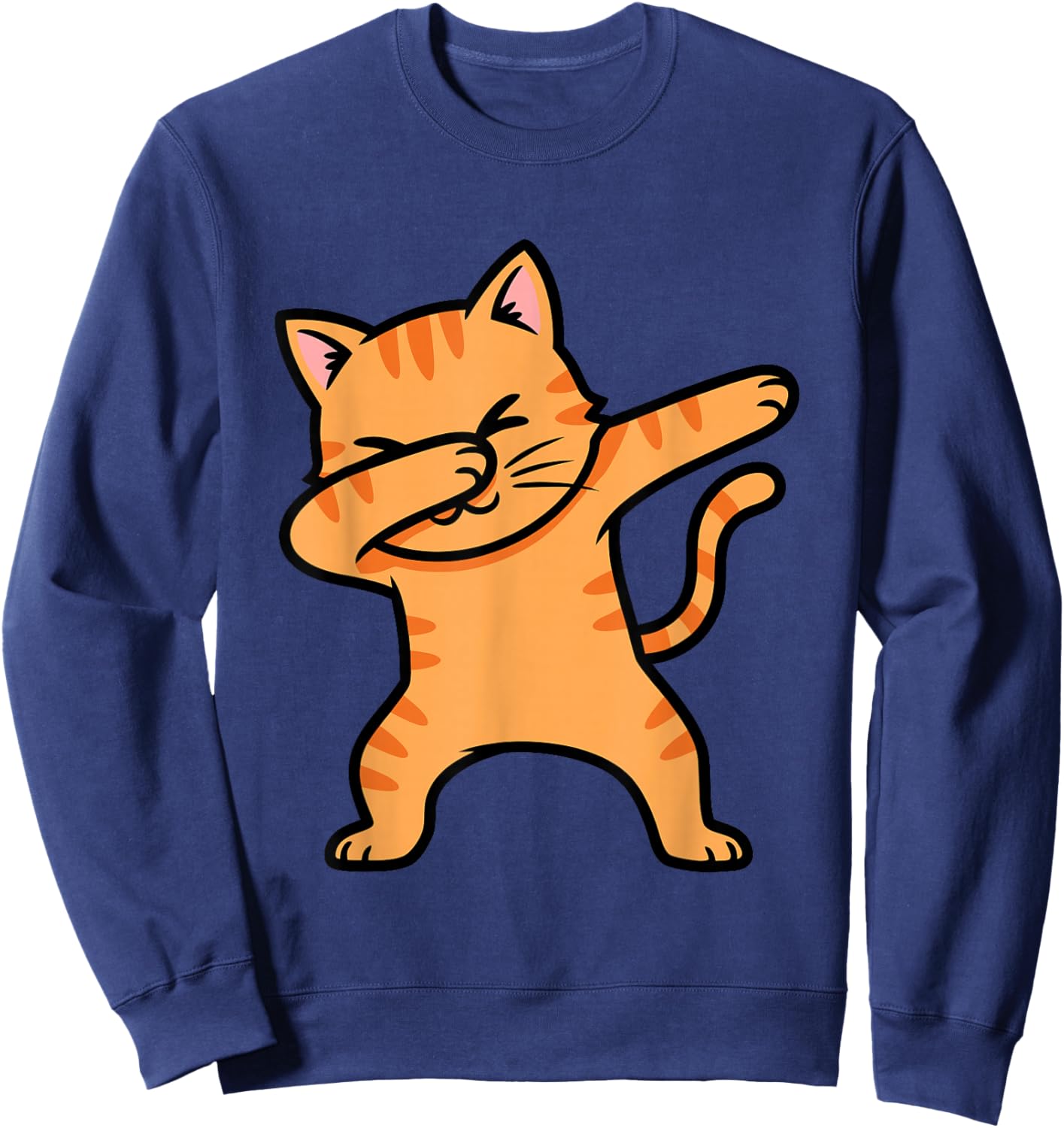 Orange Tabby Cat Dabbing Sweatshirt - Sweatshirt | Navy