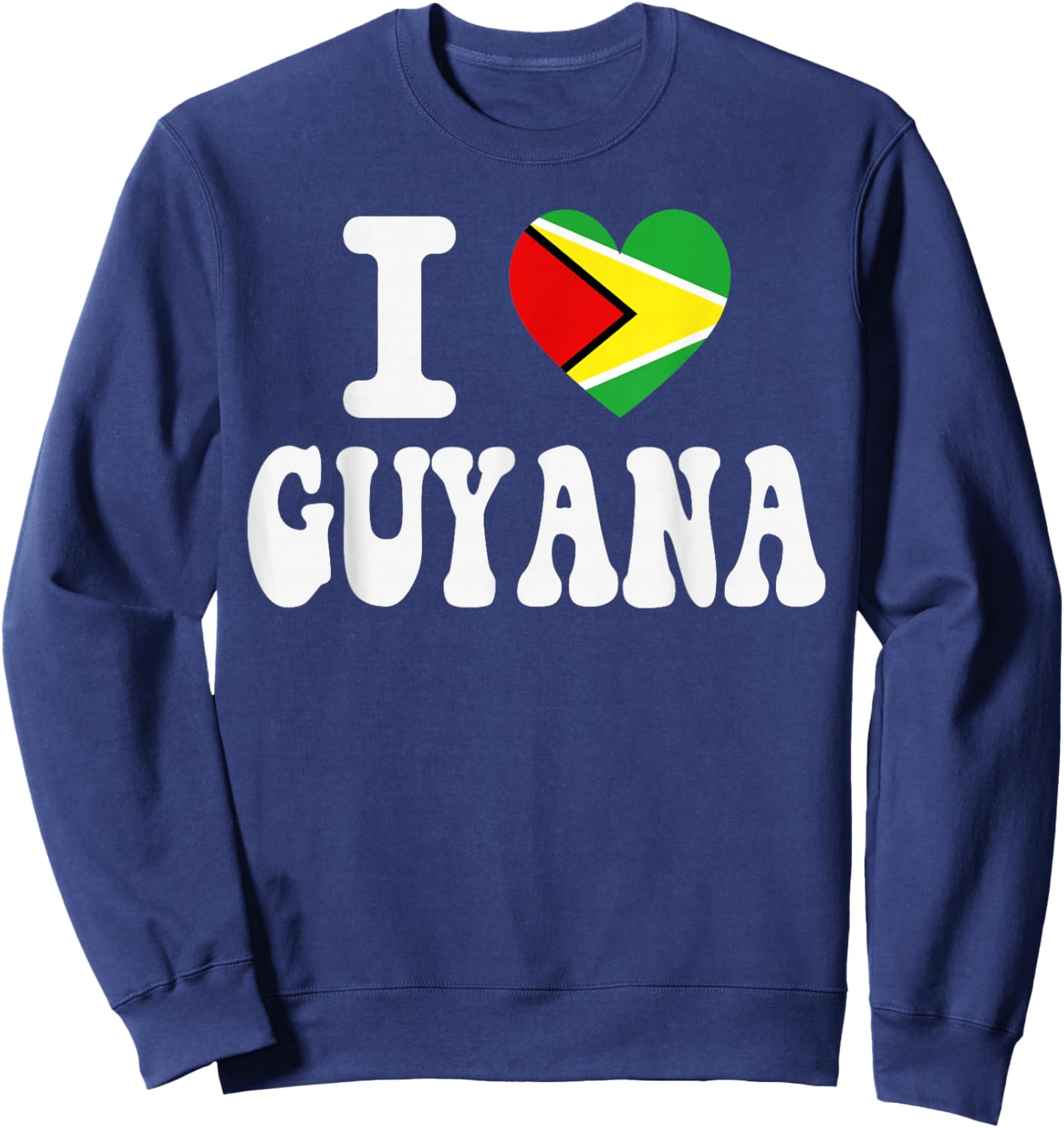 I Love Guyana Heart Flag Retro Travel Souvenir Sweatshirt - Sweatshirt | Navy