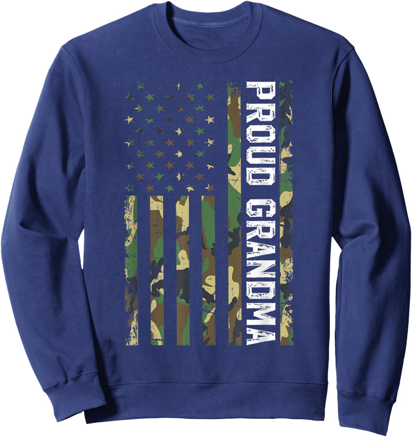 Proud Grandma Of A Soldier Grandma Military Grandma US Flag Sweatshirt - Sweatshirt | Navy