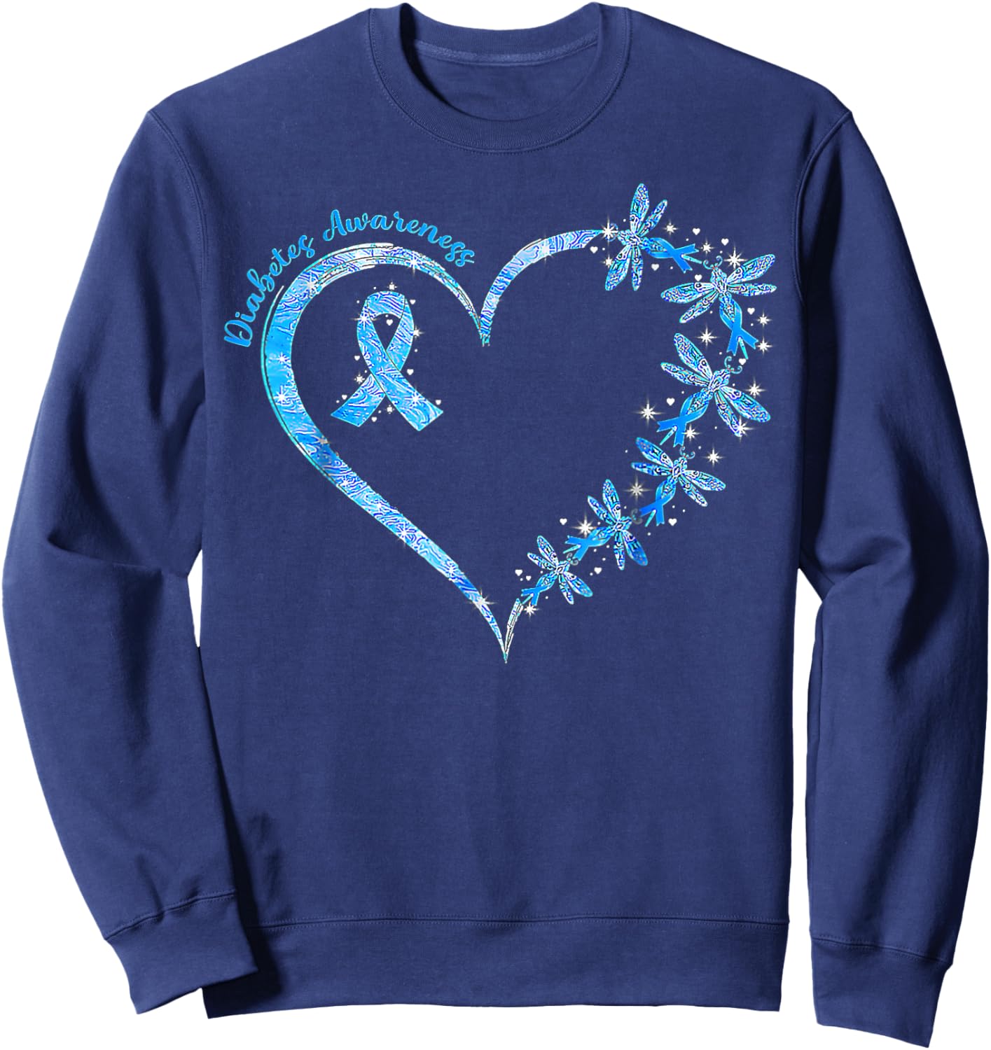 In November We Wear Blue Cure Diabetes Awareness Love Heart Sweatshirt - Sweatshirt | Navy