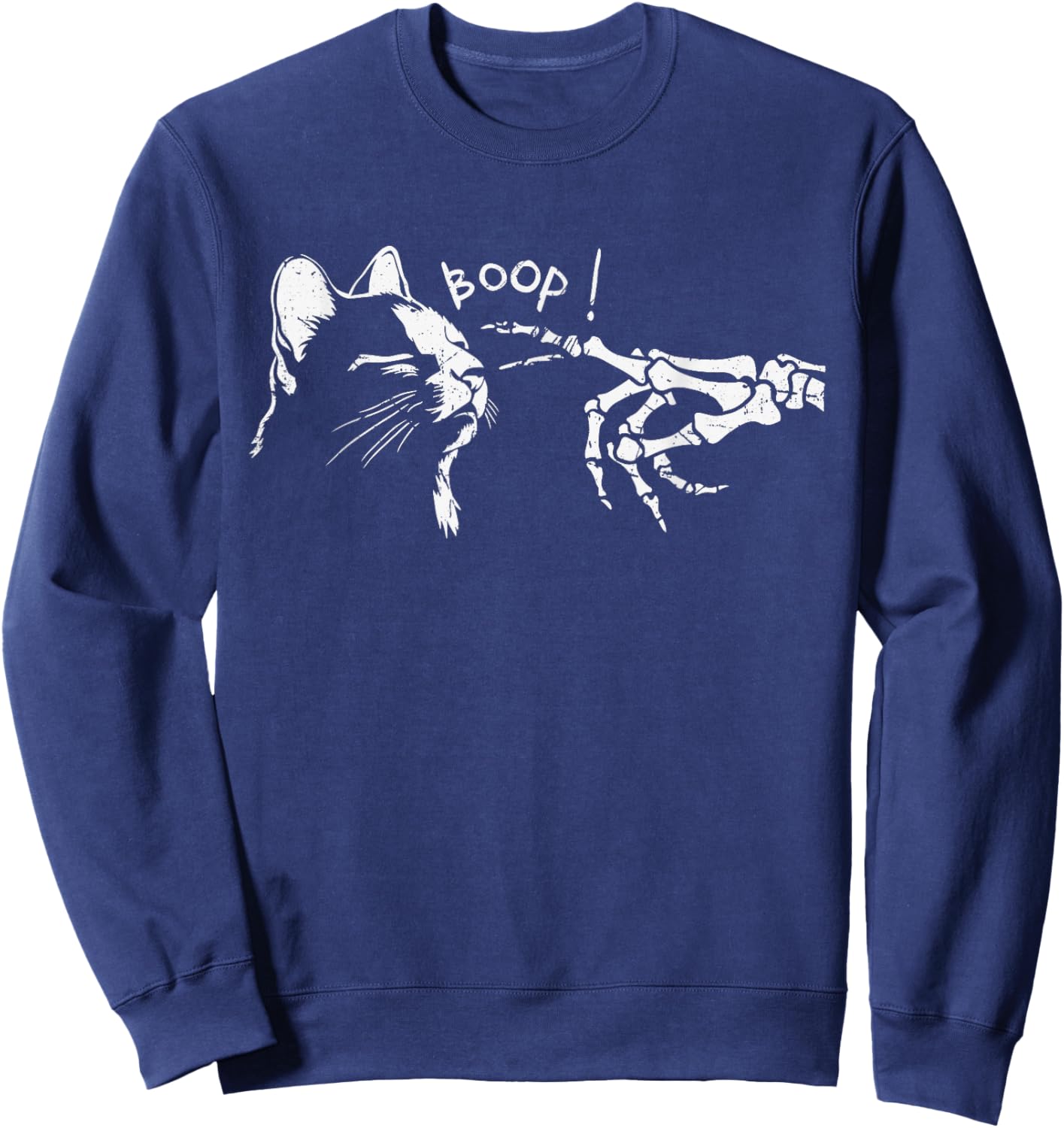 Cat Skeleton Hand Boop Halloween Costume Pet Kitty Meow Sweatshirt - Sweatshirt | Navy