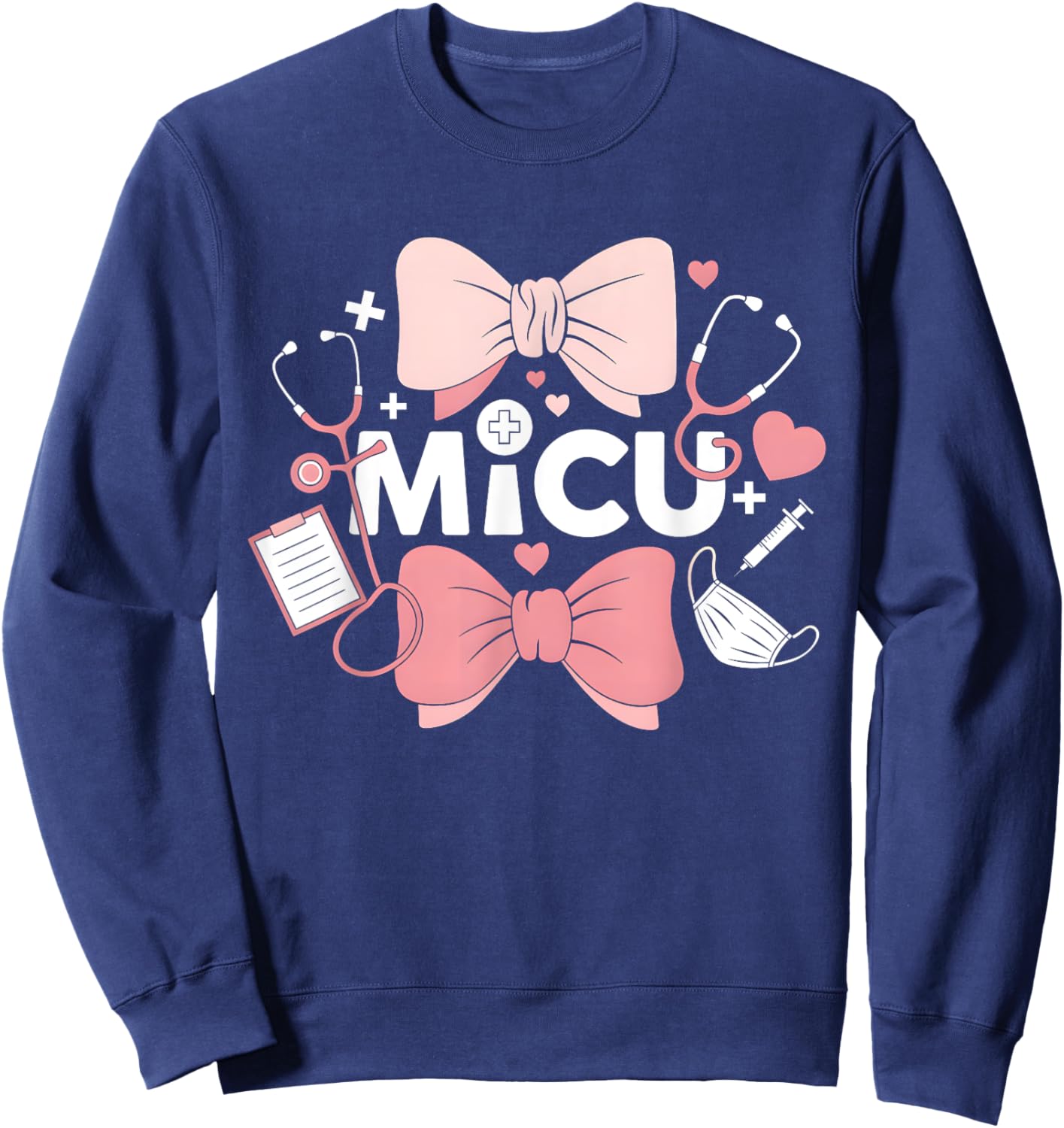 Coquette Bow MICU Nurse Medical Intensive Care Unit Sweatshirt - Sweatshirt | Navy